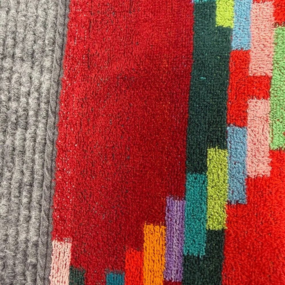 Vtg 70s 80s Royal Terry Bath Towel Southwestern Geometric Red Rainbow Brazil